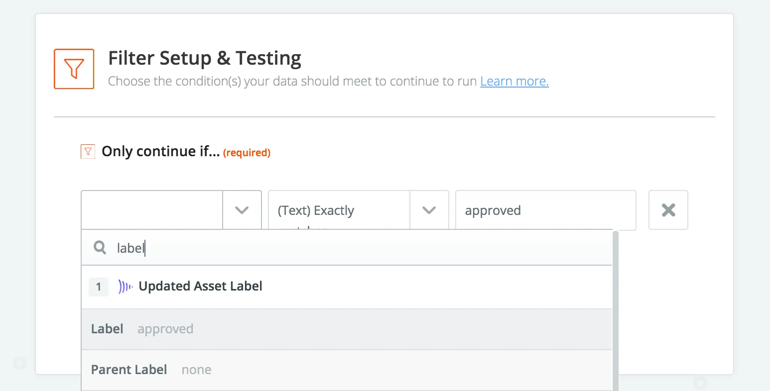 Quick-search for asset approved