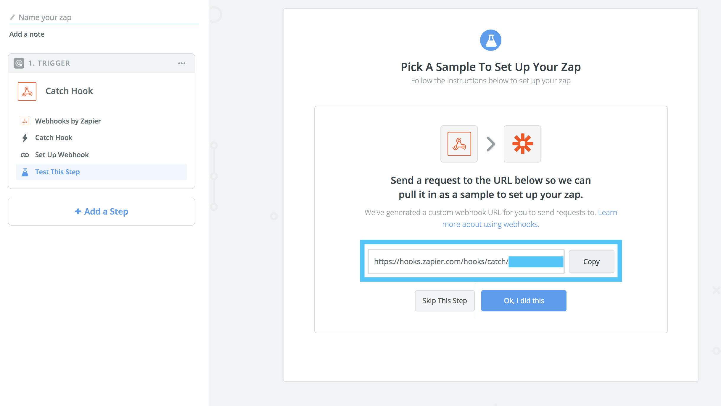 Enter URL in Zapier